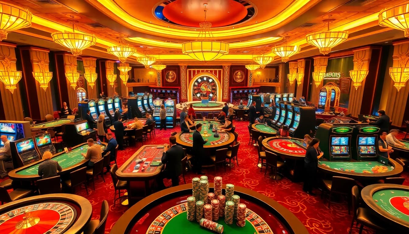 Experience the thrill of gambling at home bdjl with vibrant casino tables and excited players.