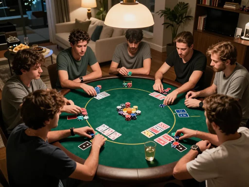 rik88 players engaged in a thrilling poker game, focused on strategy and decision-making.
