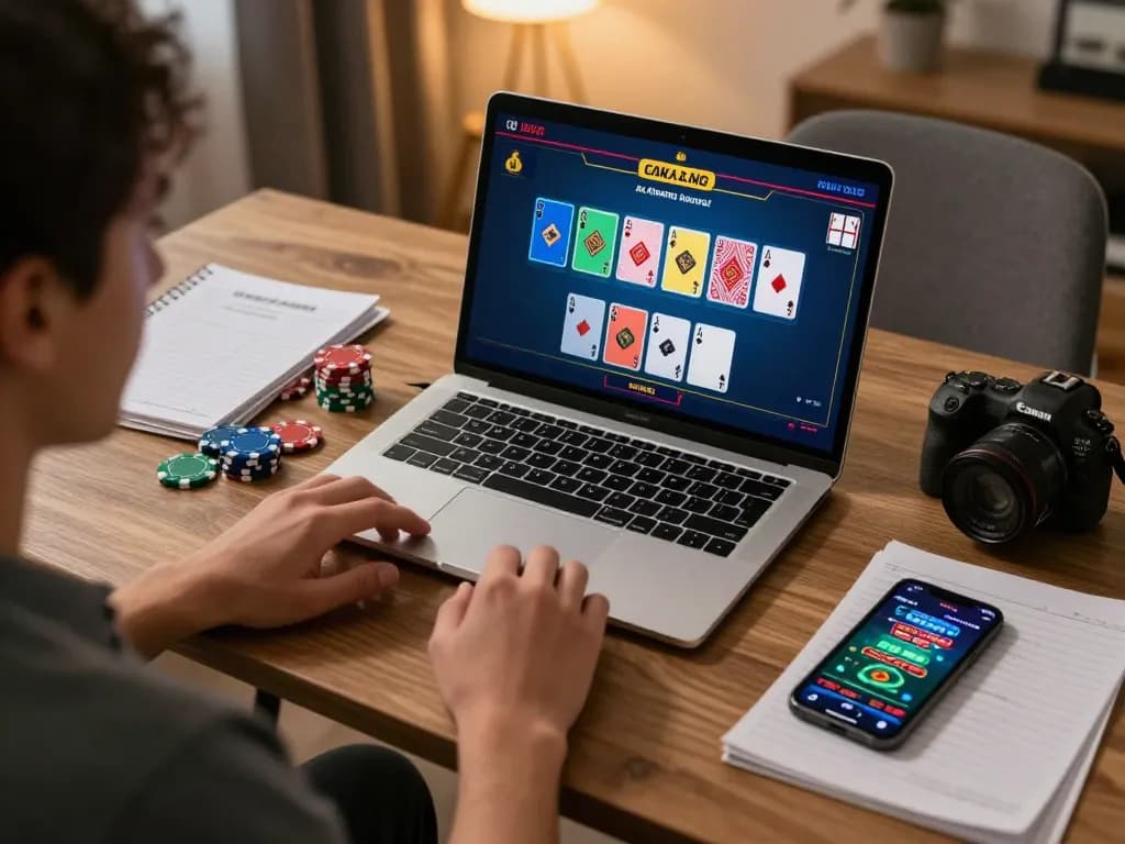 Playstation-experience enhancing blackjack strategies during online gaming session at home.