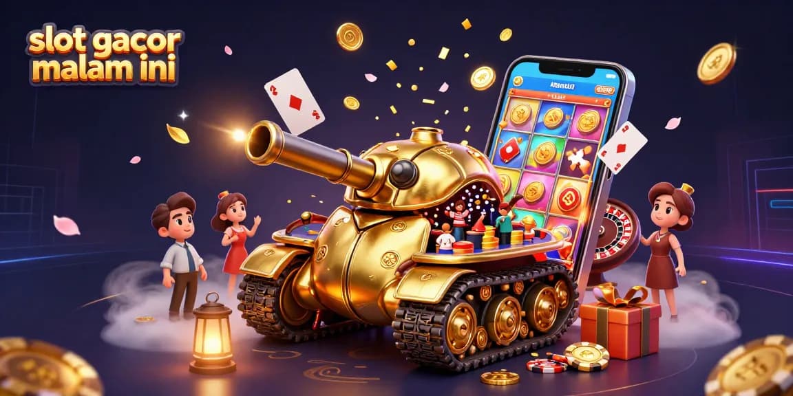Experience the excitement of slot gacor malam ini with vibrant slots and glowing casinos in a detailed illustration.