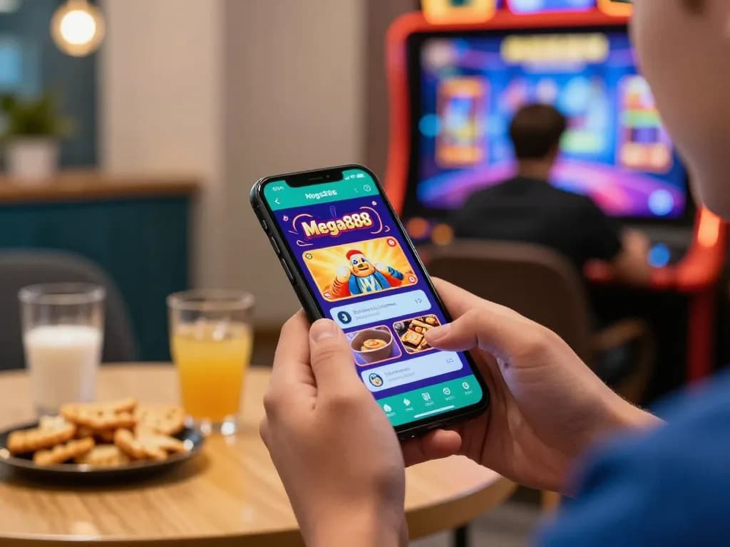 Mega888 Support app displayed on a smartphone during user-friendly online gaming session, highlighting immersive experience.
