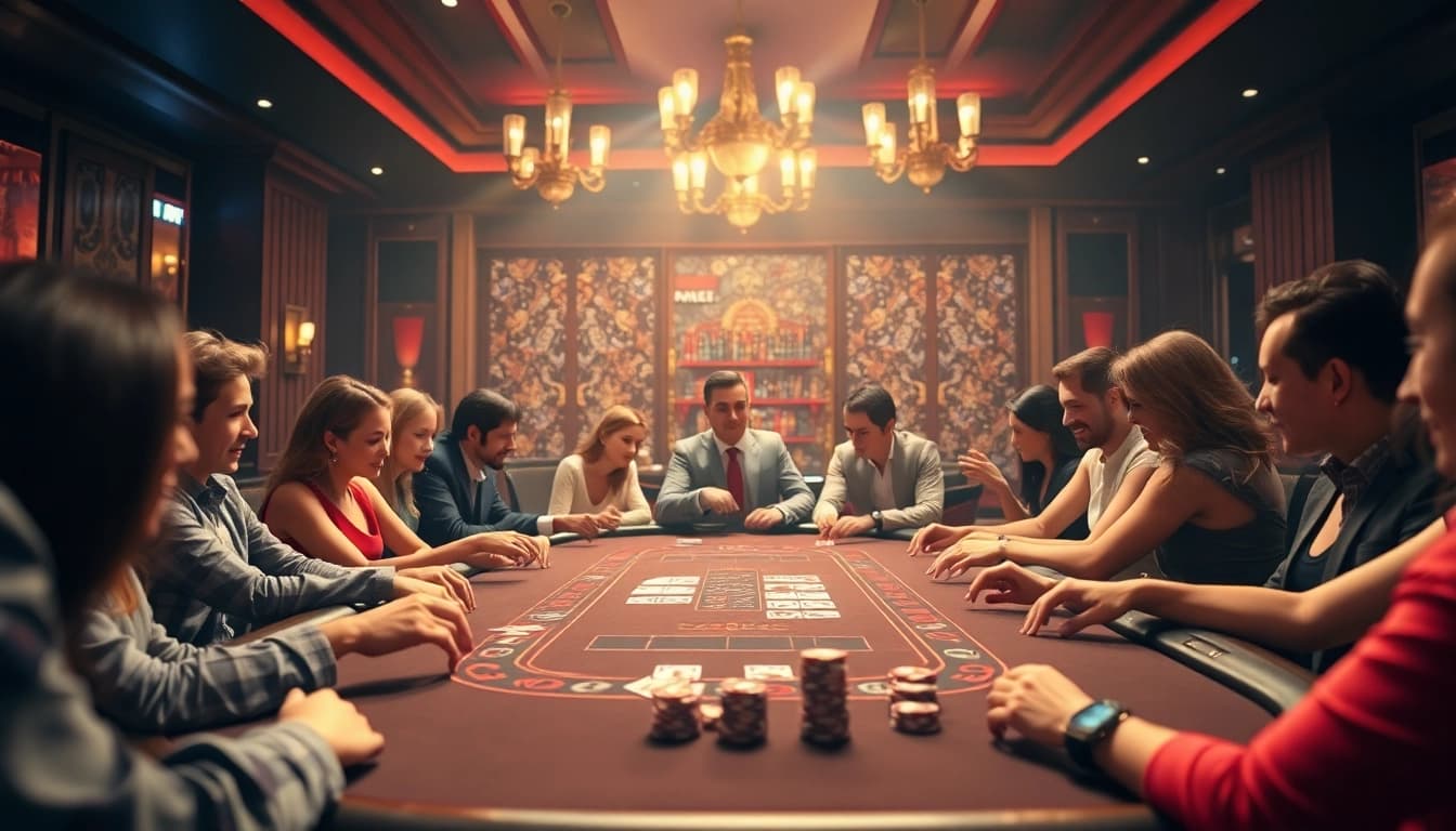 Aston Villa betting partner Asia joins the excitement at a vibrant casino game table with enthusiastic players.