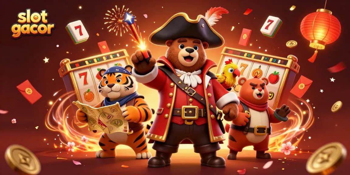Menyaksikan slot gacor yang menarik dengan simbol jackpot berkilauan serta elemen kasino lainnya.