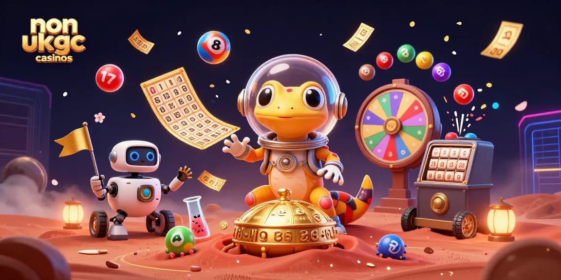 cheering for wins at non ukgc casinos with golden prizes and colorful elements