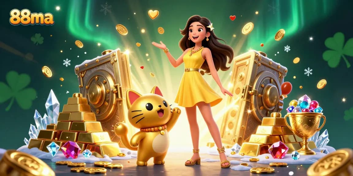 Experience thrilling moments with 88ma in a vibrant casino scene featuring luck and treasures.