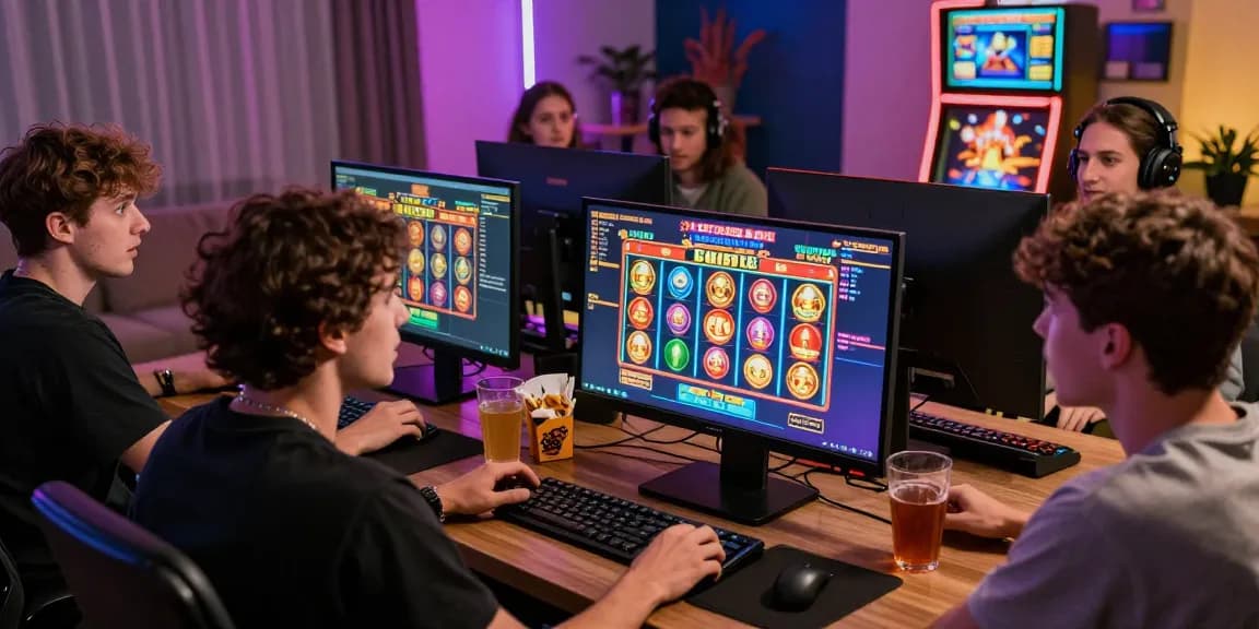Exciting scene of players enjoying bonus buy slots uk at home, showcasing vibrant online gaming atmosphere.