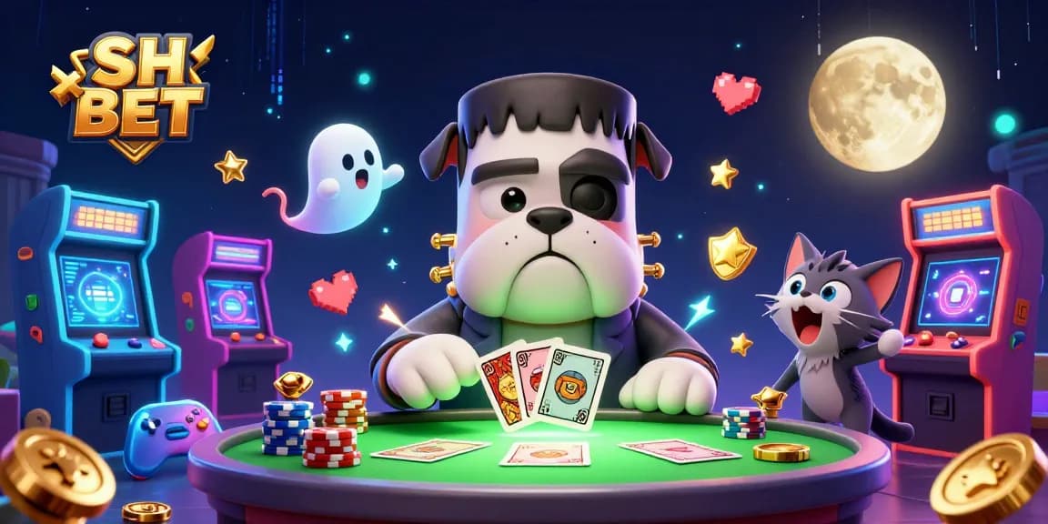 Engage with SH BET's thrilling casino experience presented in a vibrant 3D scene featuring characters and gaming elements.