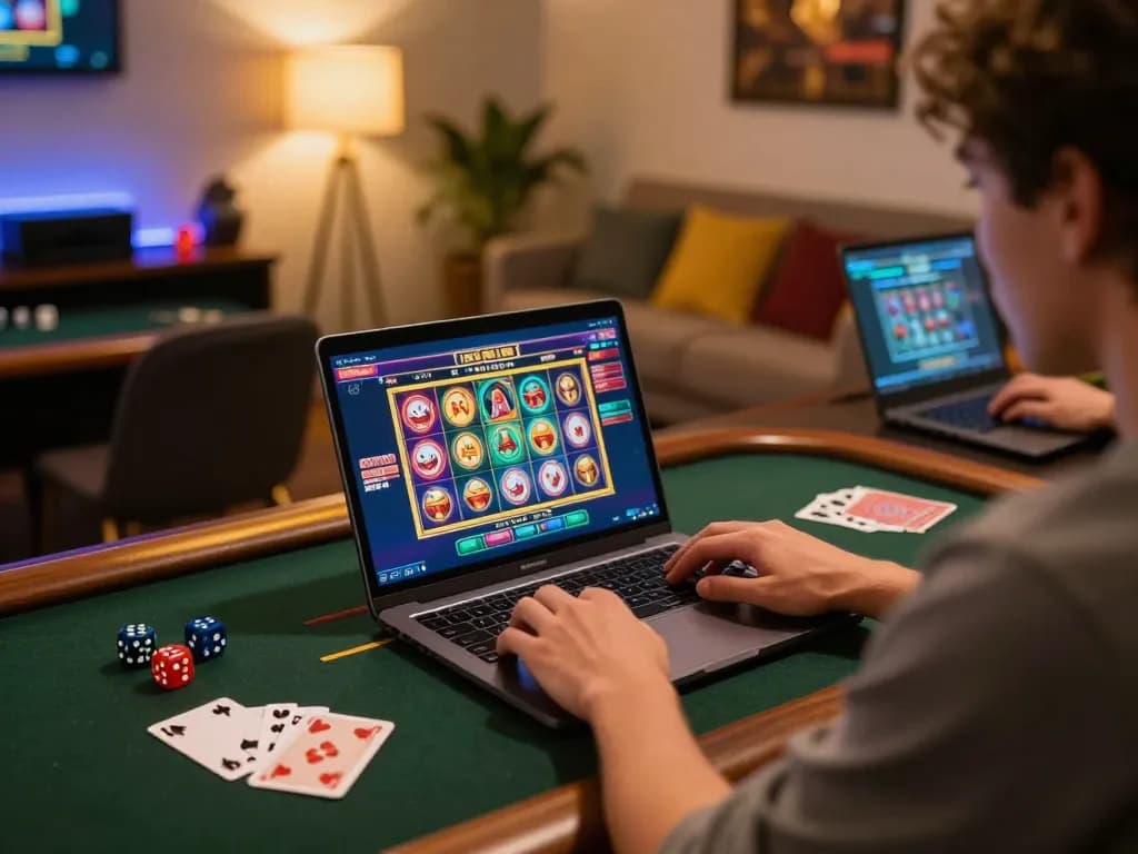 Pemain terlibat dalam permainan online di aman788, menunjukkan permainan slot strategis dalam suasana yang nyaman.