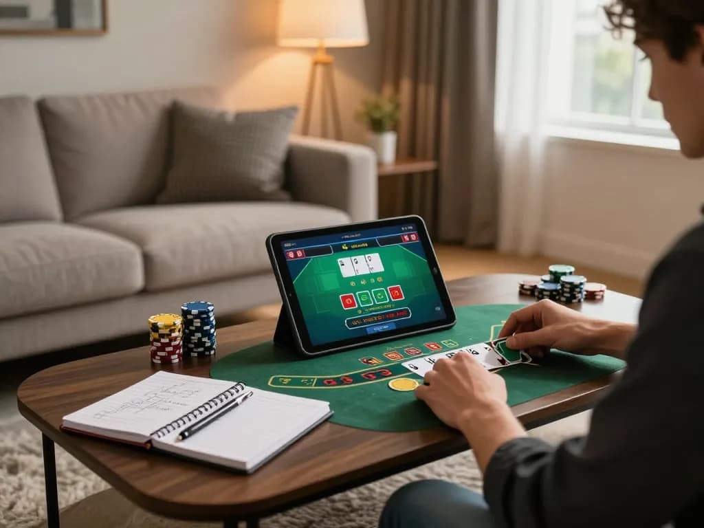 Player engaging with cm88 live dealer game, showcasing an elegant home gaming atmosphere.