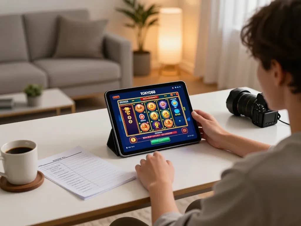 Pertandingan menarik di aplikasi kasino tokyo88 dalam suasana rumah yang stylish, menampilkan perjudian online yang strategis.