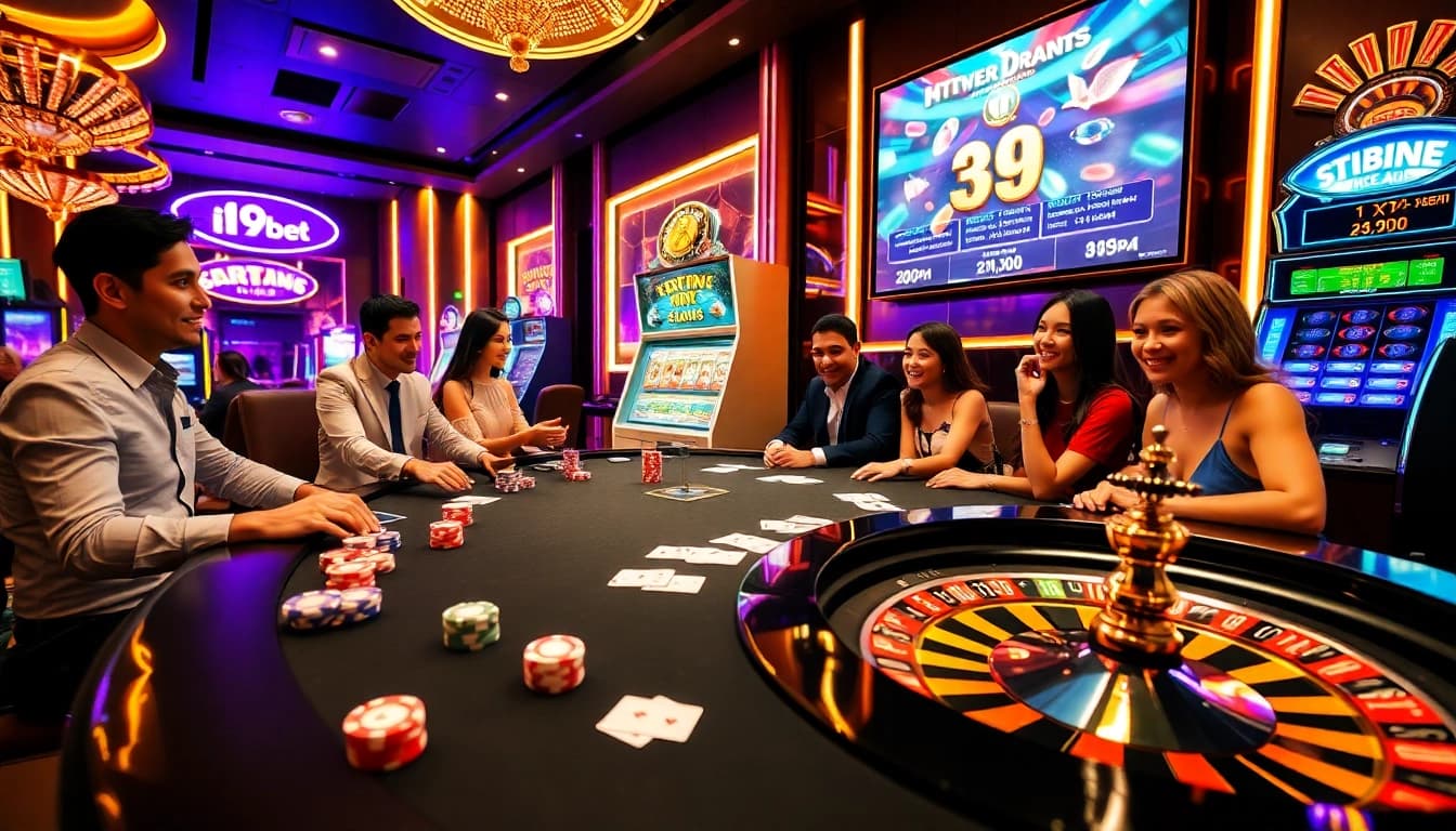 Experience i9bet excitement at a vibrant casino table with poker chips and cards.