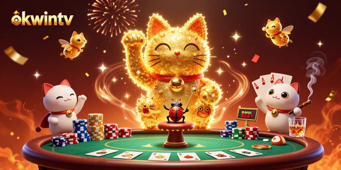 Engage in thrilling gaming at okwintv with lively illustrations of poker dynamics and vibrant casino symbols.