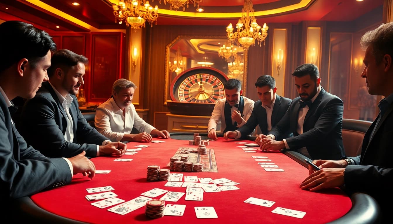 Experience 23 win at an elegant casino table, where players engage in thrilling games of chance.