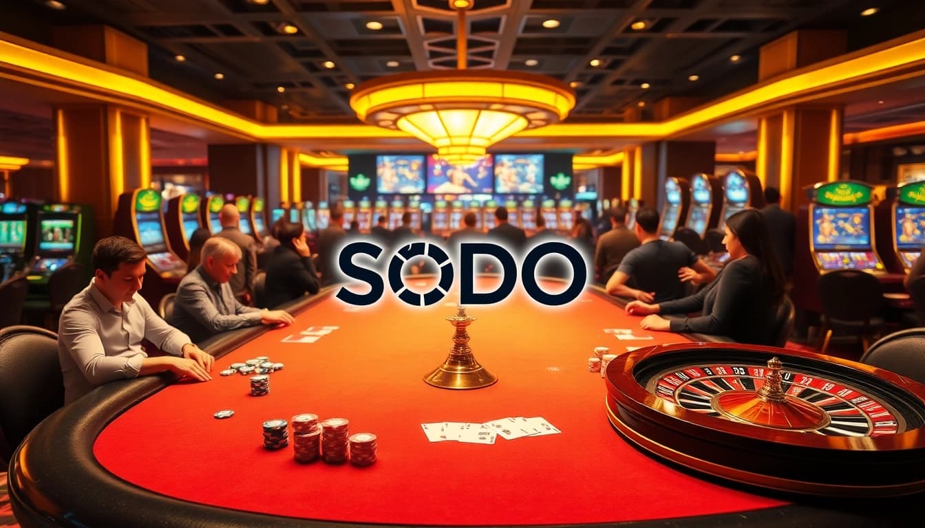 SODO Casino showcases an exciting poker game with vibrant chips and professional ambiance.