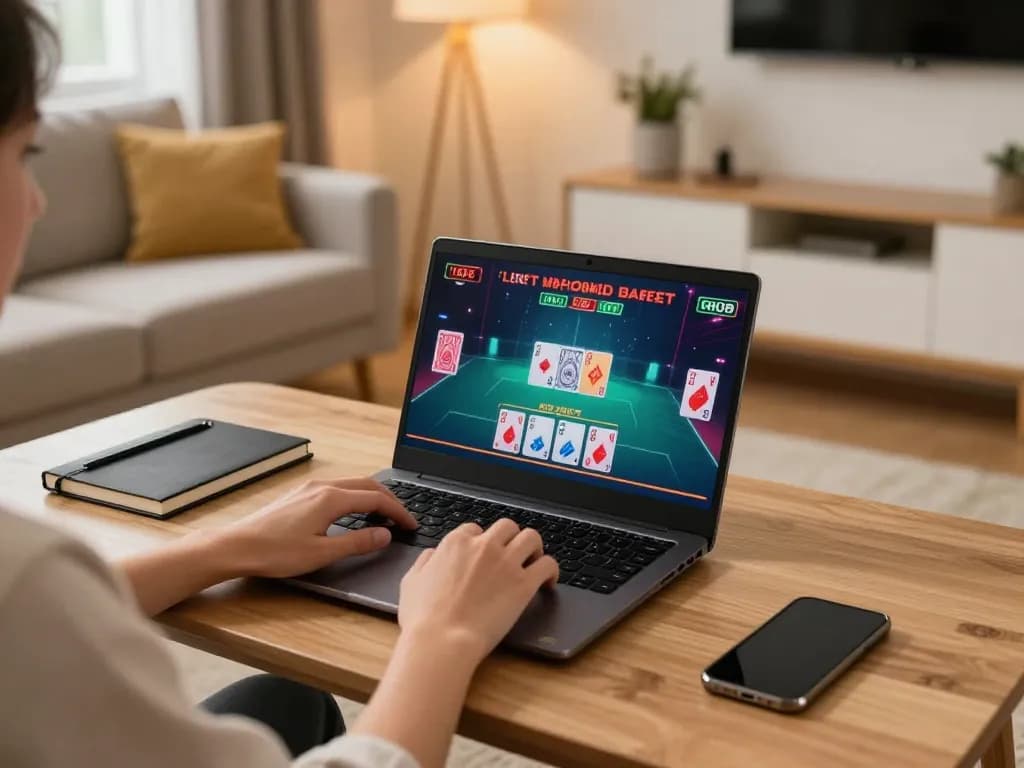 Engaging in online gambling at home with rik vip platform, showcasing live dealer gameplay.