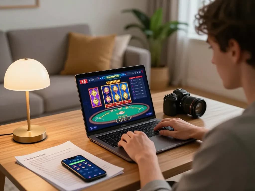 Engaging in online gaming at dinamit4d, illustrating the gaming interface and responsible betting practices.