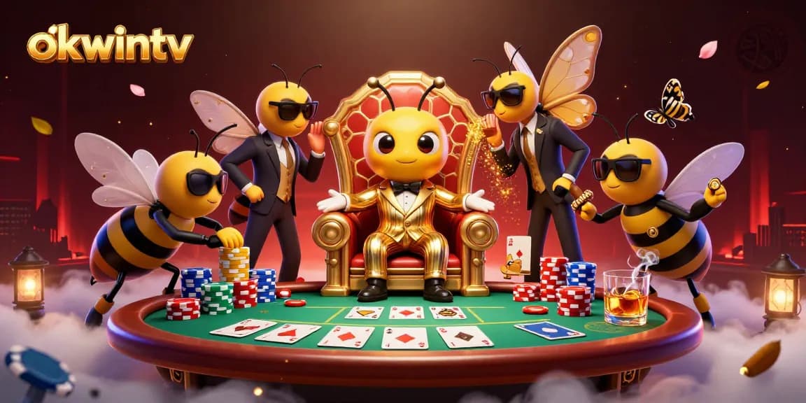 Experience the thrilling action of okwintv as cartoon characters engage with poker and gaming elements.