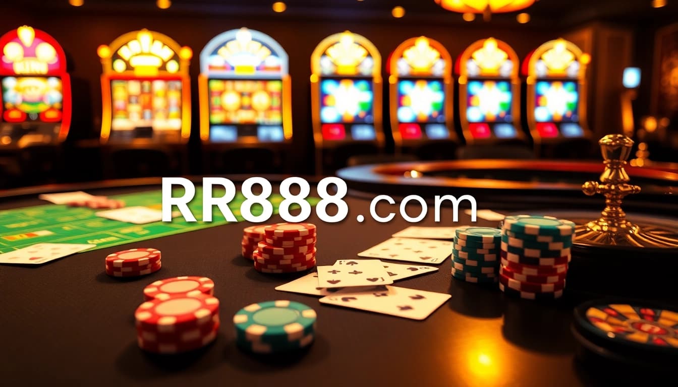 Engaging online gambling scene showcasing the rich offerings of RR88 com with casino tables and vibrant gaming elements.