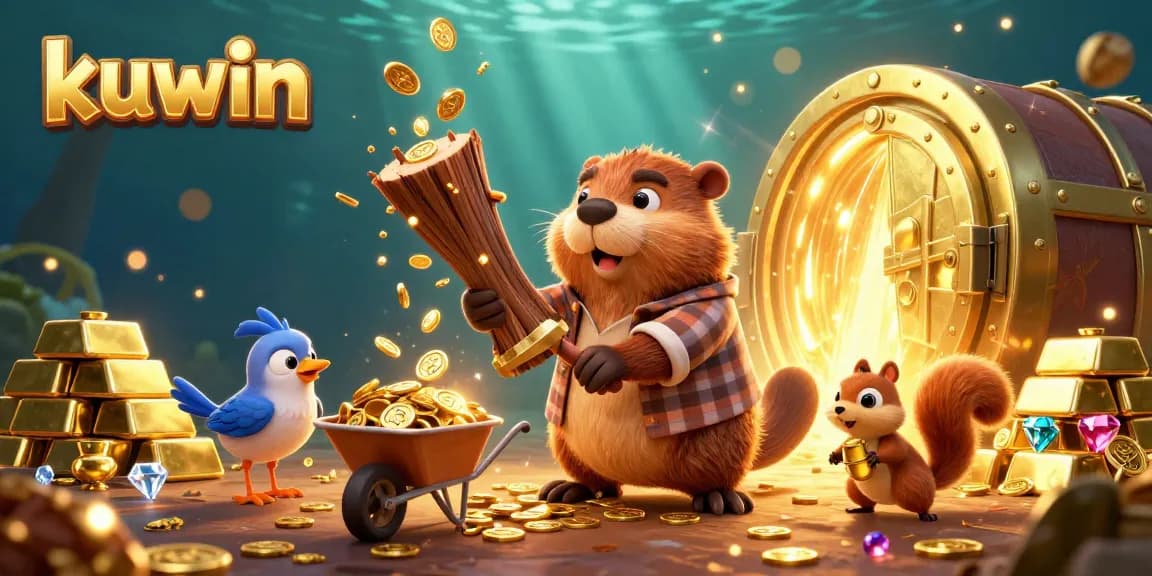 Kuwin's 3D casino scene showcases iconic characters collecting coins amidst a treasure trove.