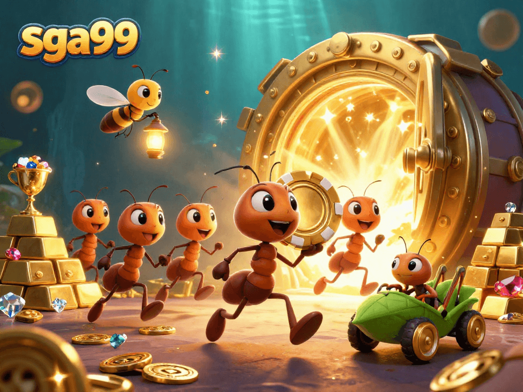 Engage with sga99's thrilling gambling experience featuring a vibrant heist scene.