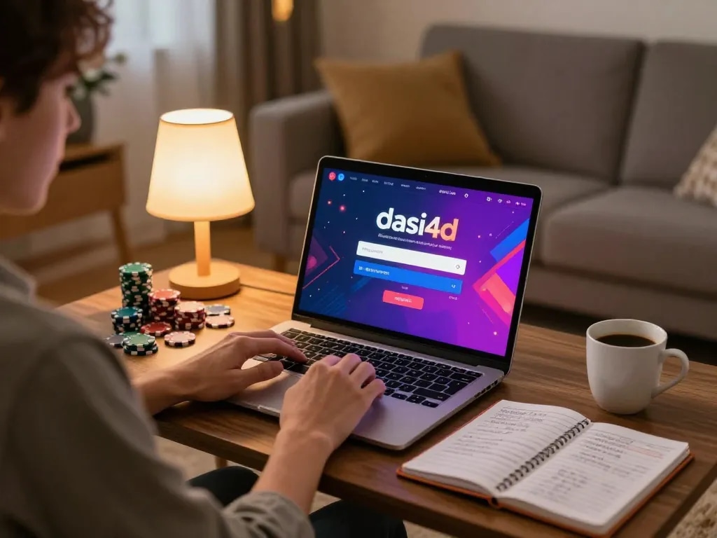 Login DASI4D ditampilkan di layar laptop selama sesi permainan di rumah yang menarik.
