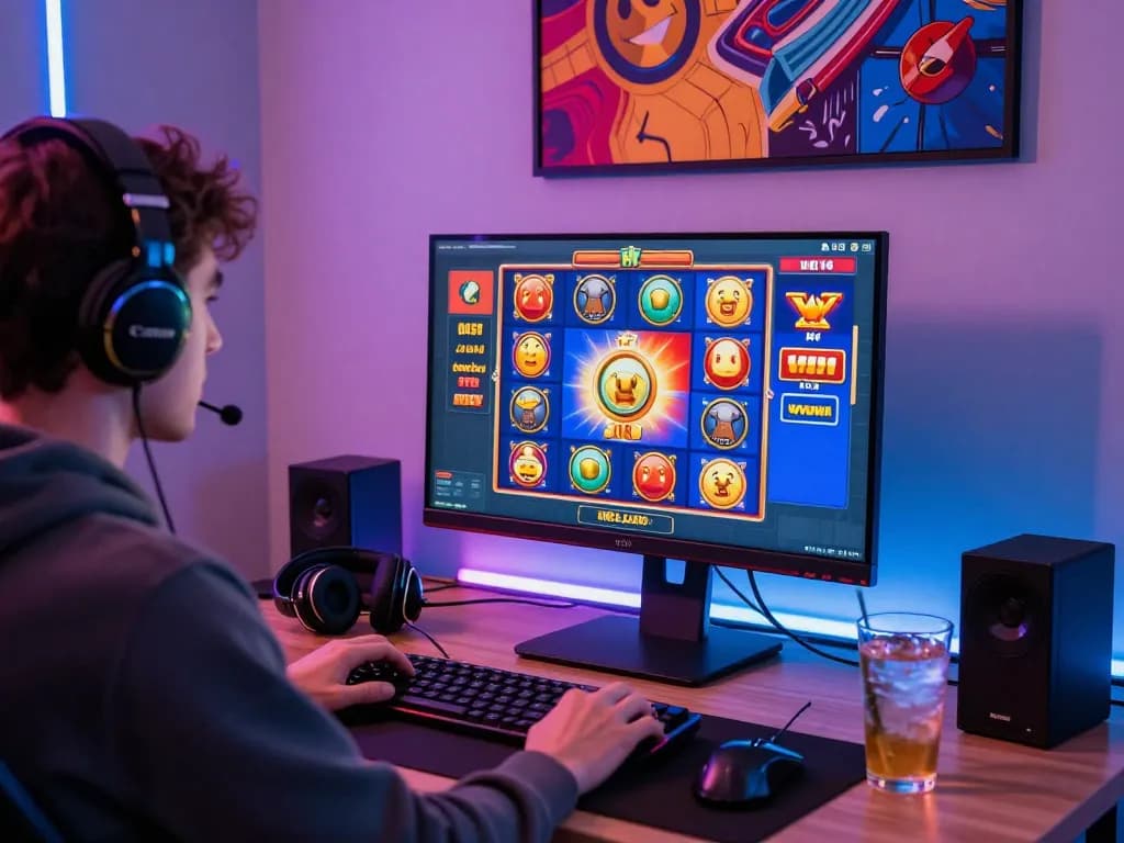 Engaging online gambling setup showcasing link gacor in action with modern gaming tools and vibrant visuals.