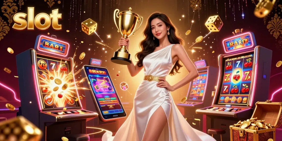 Experience the thrill of slot games with vibrant designs and jackpot excitement in this captivating 3D illustration.