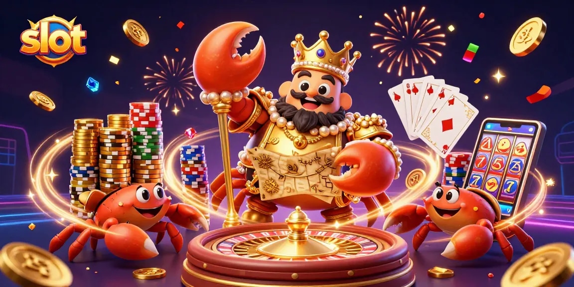 Slot membuat pemain menang dengan koin emas dan chip poker yang melimpah saat perayaan di kasino.
