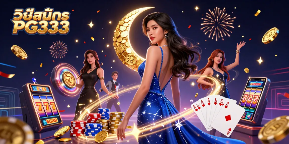 Experience how to register for PG333 and win in this vibrant casino-themed illustration.
