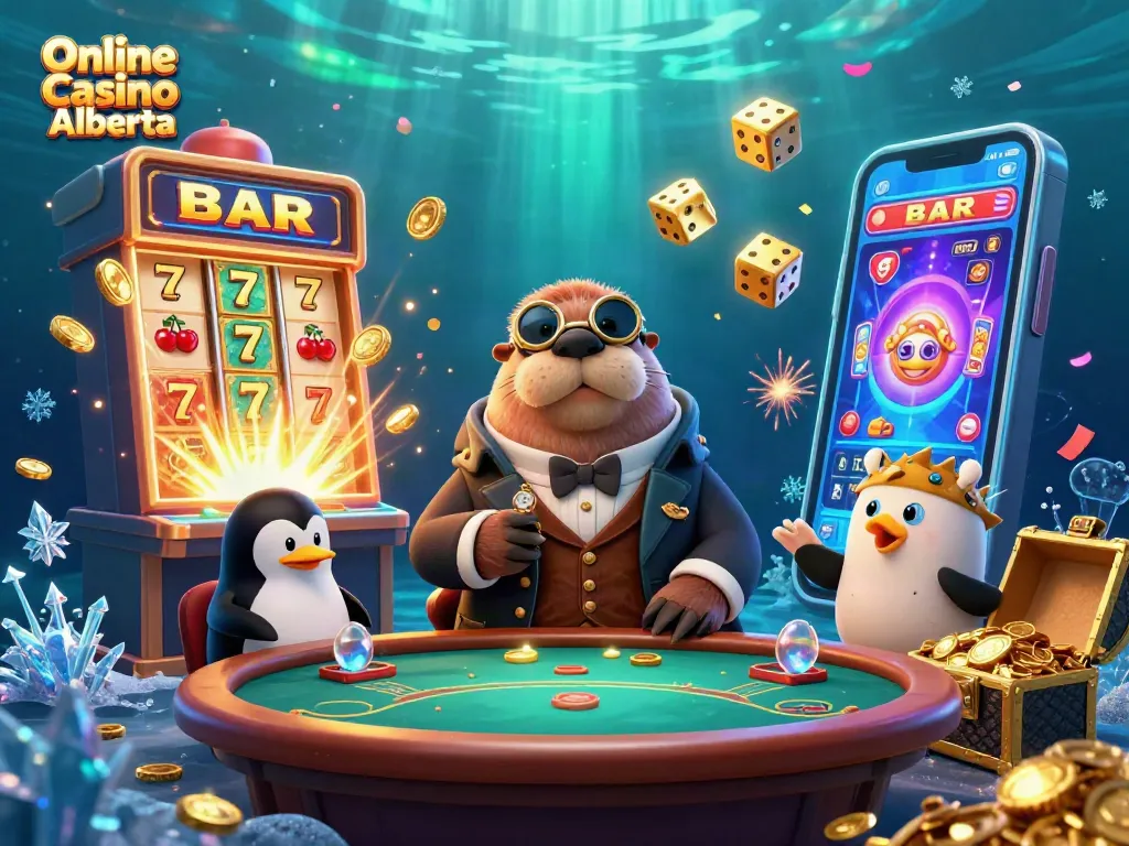 Experience thrills at Online Casino Alberta with a poker game vividly illustrated underwater.