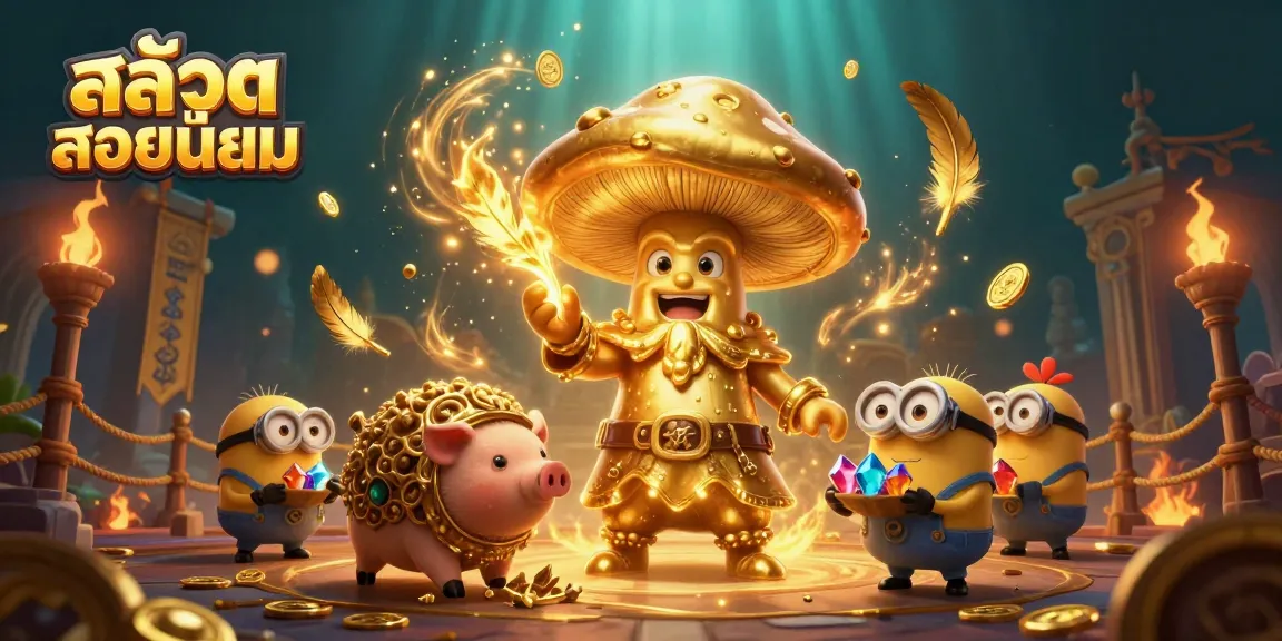 Engage in exciting สล็อตยอดนิยม gameplay with a golden mushroom wizard and his treasure-seeking companions.