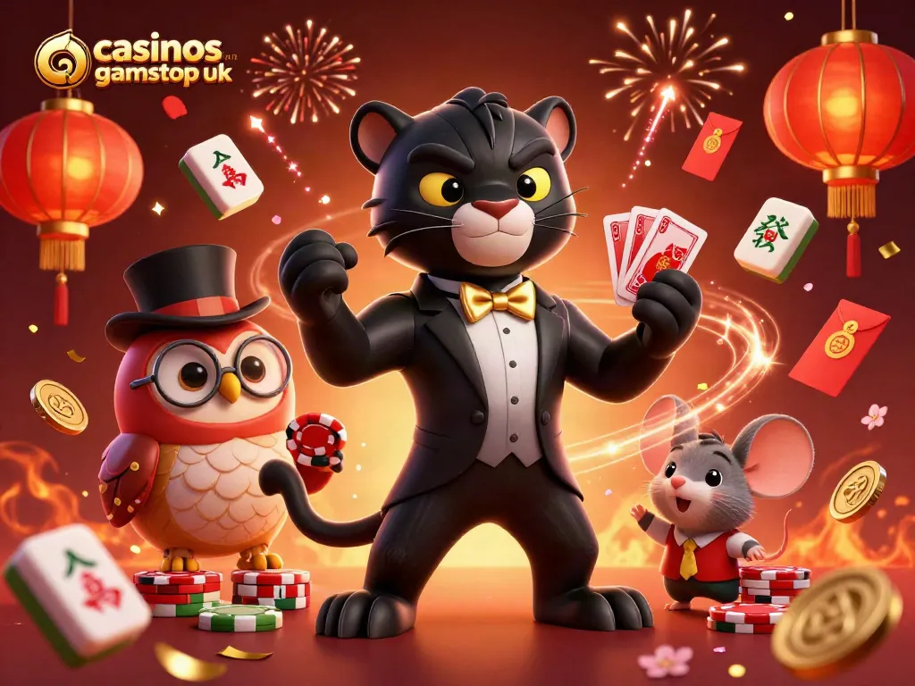 Experience exciting gaming at casinos not on gamstop uk featuring elegant characters, cards, and festive elements.