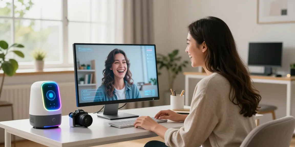 AI girlfriend conversation in a cozy modern setting, showcasing emotional connection.