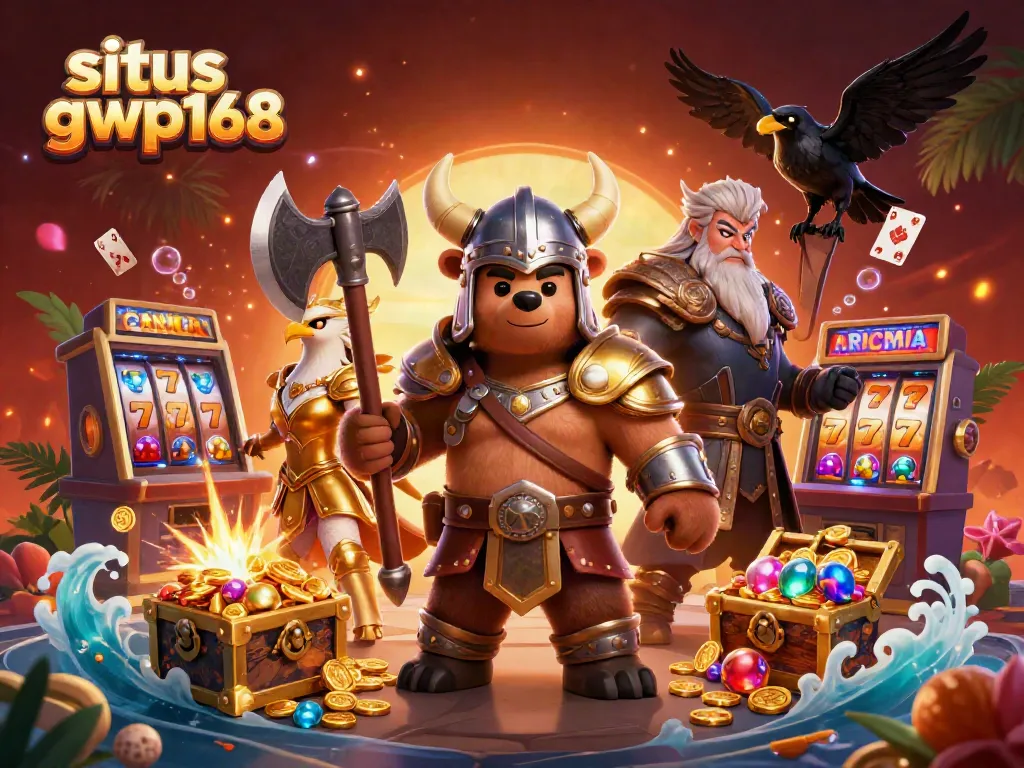 Mendatangkan keberuntungan di slot dengan situs gwp168, karakter Viking dan elemen permainan yang menarik.