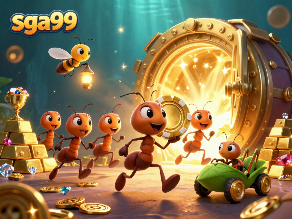 Engage with sga99's thrilling gambling experience featuring a vibrant heist scene.
