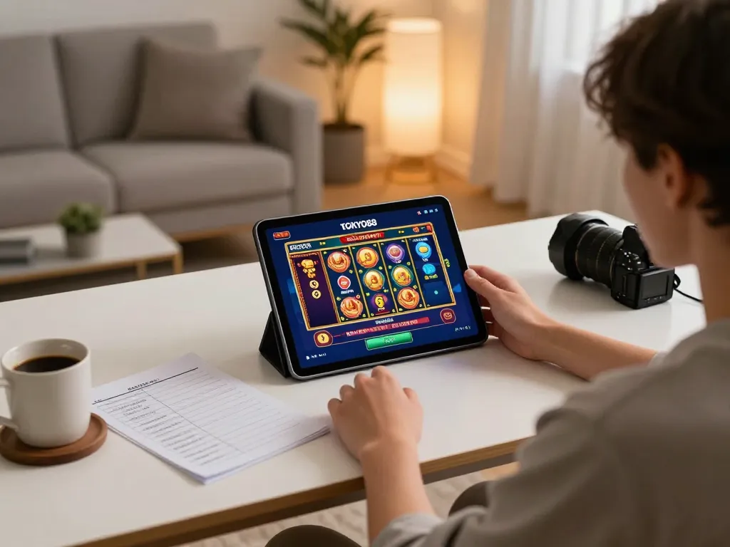 Pertandingan menarik di aplikasi kasino tokyo88 dalam suasana rumah yang stylish, menampilkan perjudian online yang strategis.