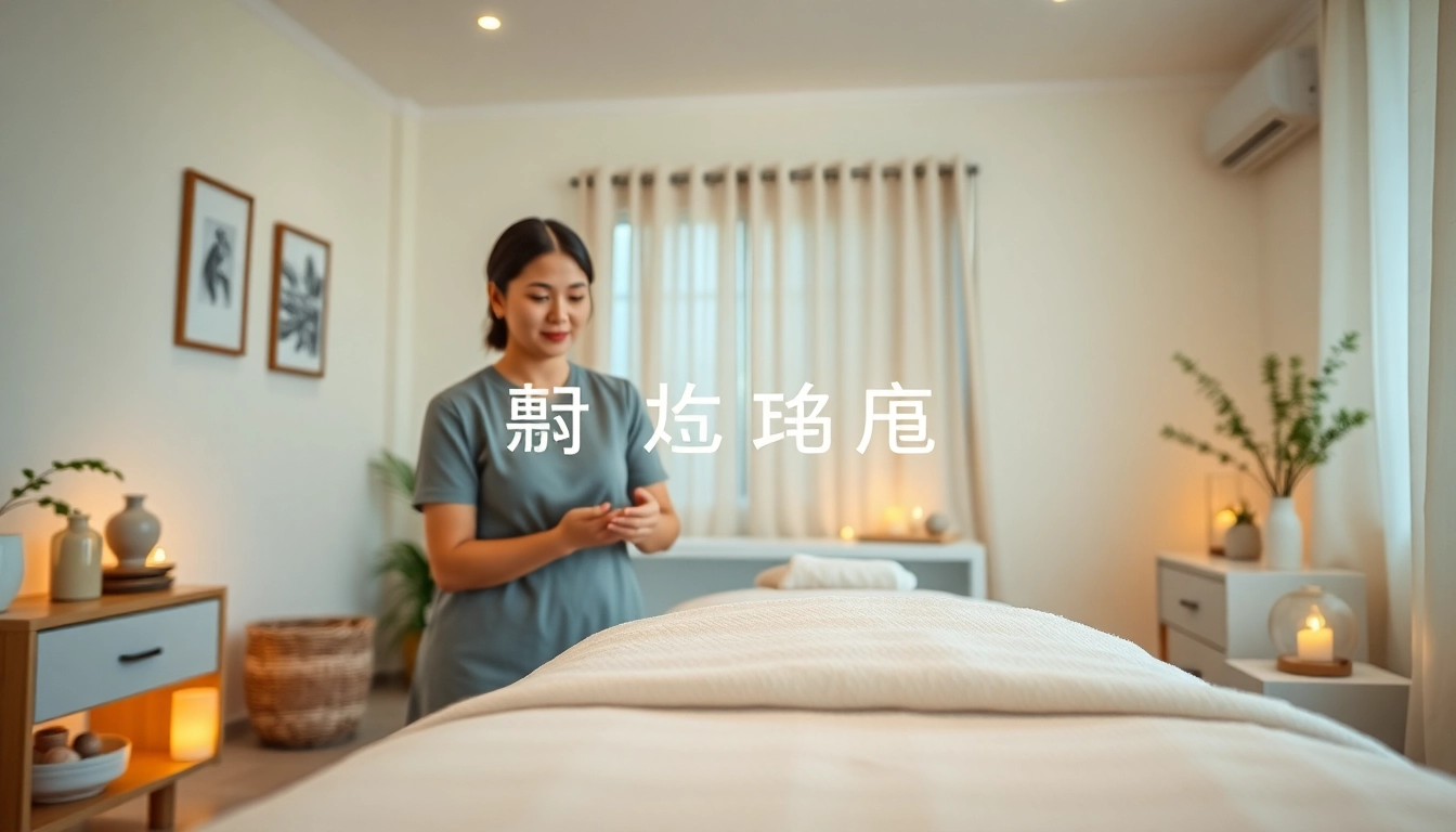 오산출장마사지 session with a professional female therapist in a calm home environment.