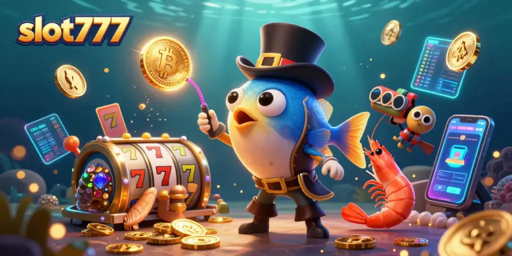 Bermain slot777 dengan ikan pemancing anglerfish bertopi, udang bajak laut, dan siput harta karun di kedalaman laut