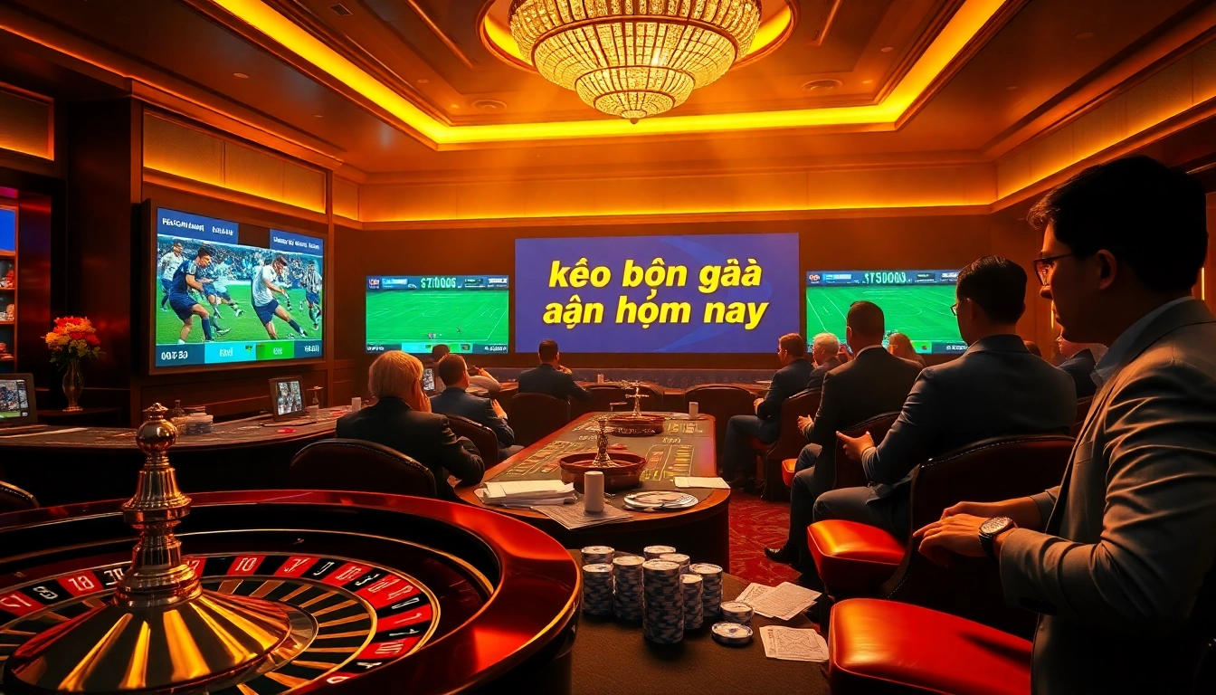 Betting on kèo bóng đá hôm nay at a luxurious casino filled with excitement.