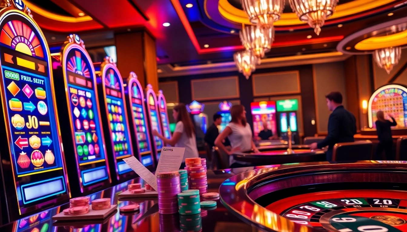 Spin exciting slot online games in a luxurious casino setting filled with vibrant colors.