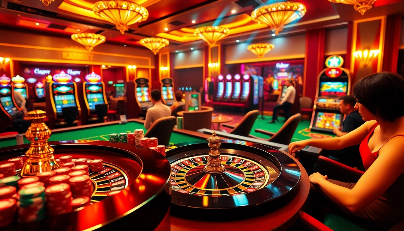 Players enjoying a thrilling game experience at http://bem88x.com/ with a vibrant casino atmosphere.