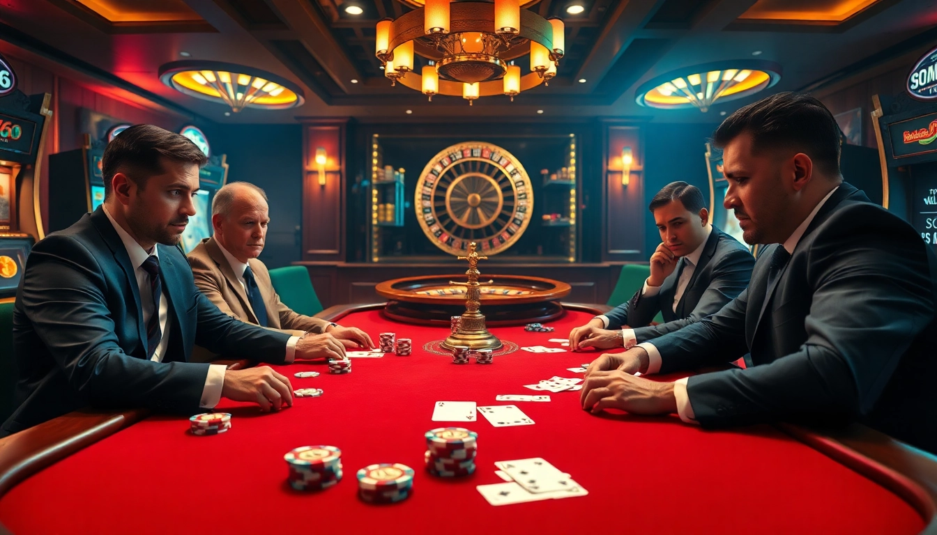 High-stakes poker at SODO66 casino showcasing vibrant colors and excitement for gamblers.